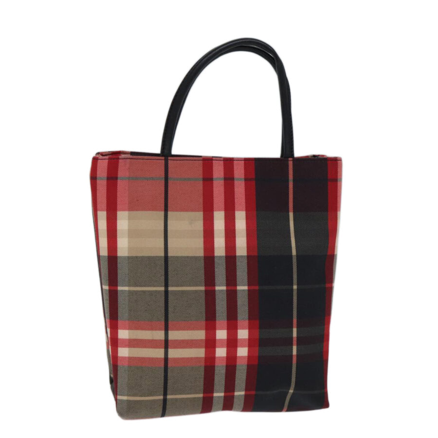 Burberry Nova Check Hand Bag Canvas Red Black Auth ki4392 | Studio Nafay