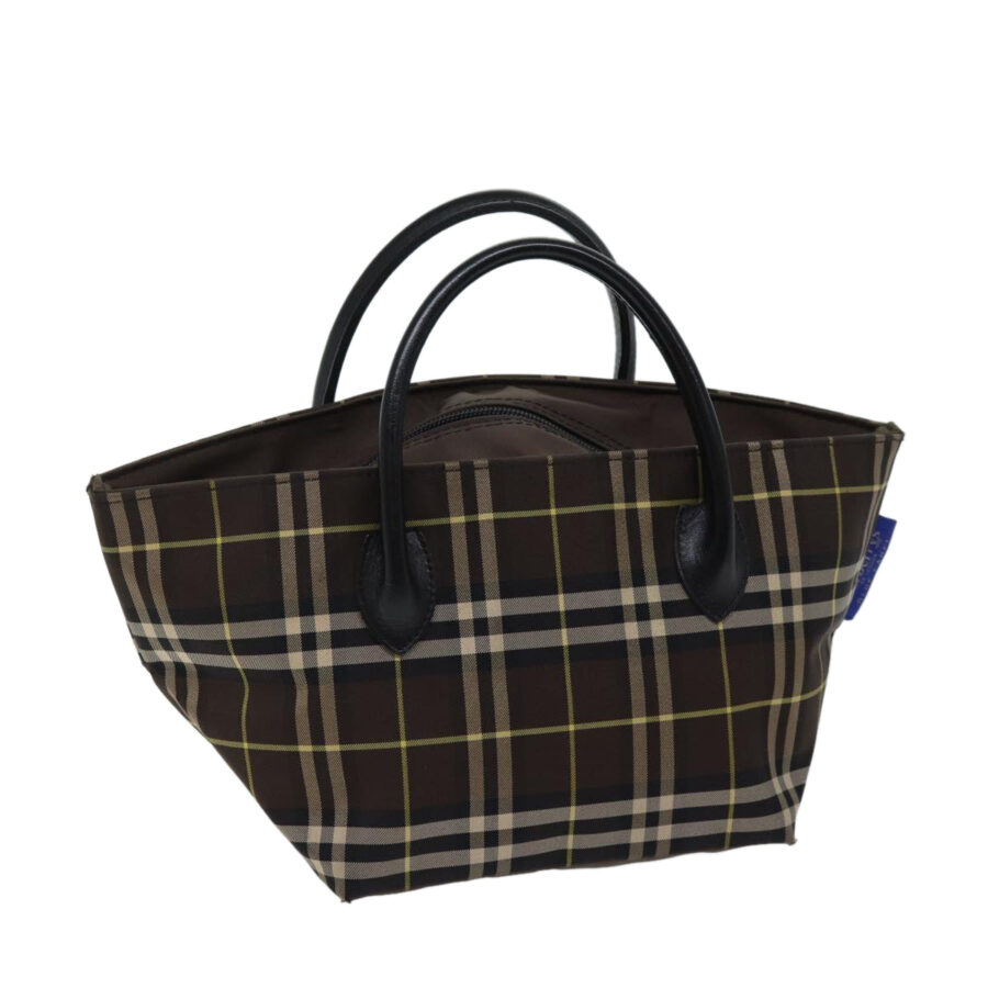 BURBERRYSs Nova Check Blue Label Hand Bag Nylon Brown Auth kk208 | Studio Nafay