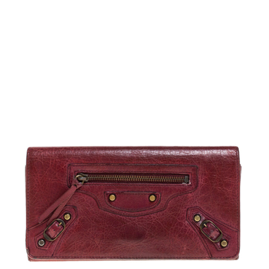 Balenciaga Bordeaux Leather City Wallet | Studio Nafay