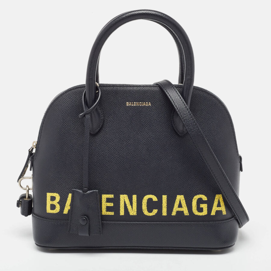 BALENCIAGA Navy Blue Leather Small Ville Bag | Studio Nafay