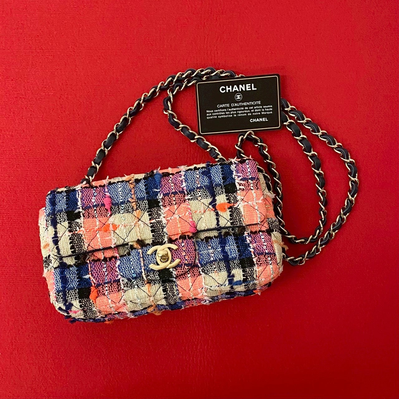 Chanel Coco Quilting Tweed Lambskin Shoulder Bag