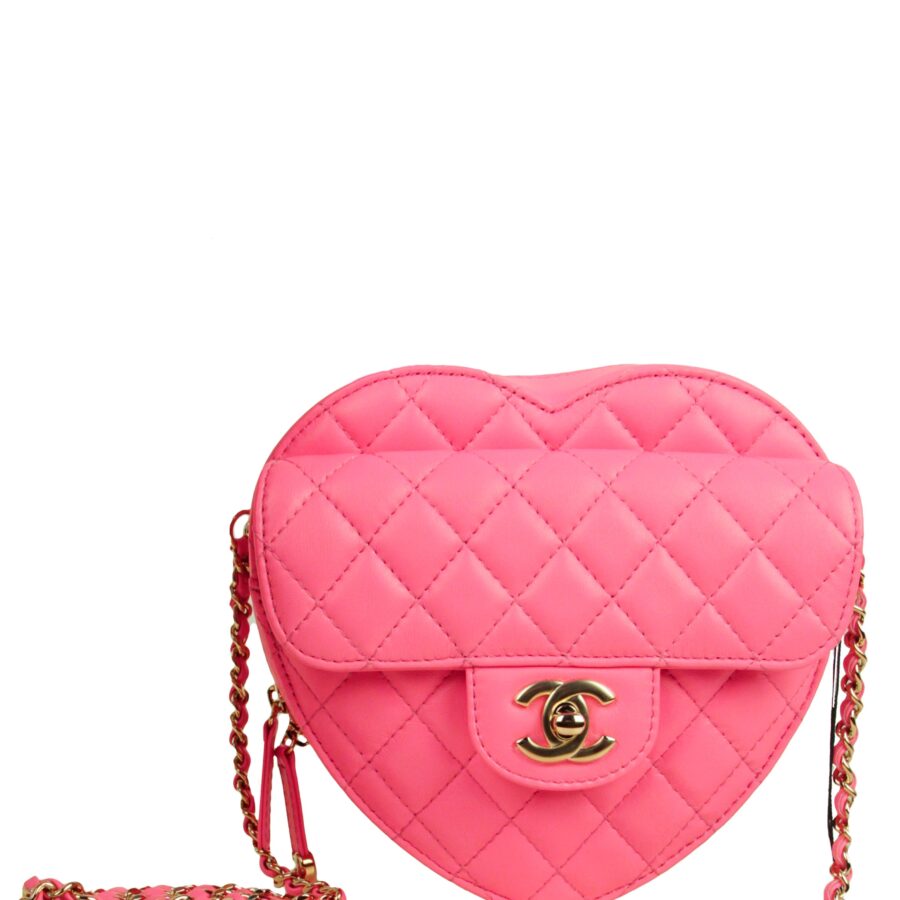 Chanel Pink Lambskin Quilted CC In Love Heart Crossbody Bag | Studio Nafay