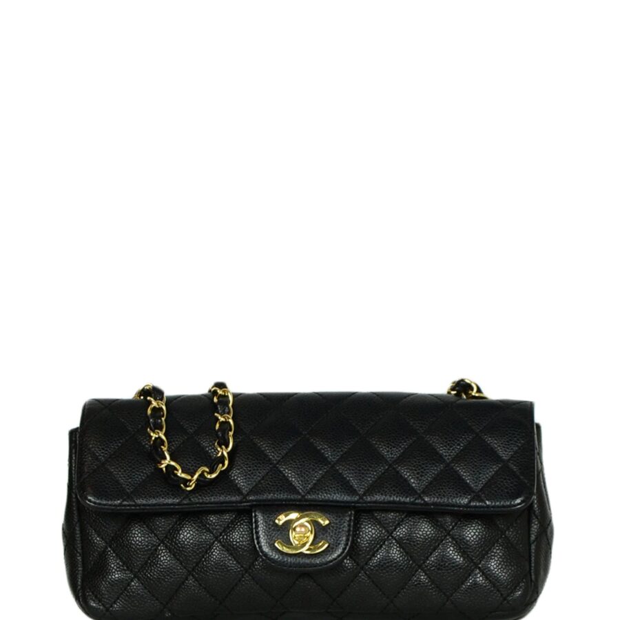 Chanel Black Caviar Quilted East/West Quilted Flap Bag | Studio Nafay