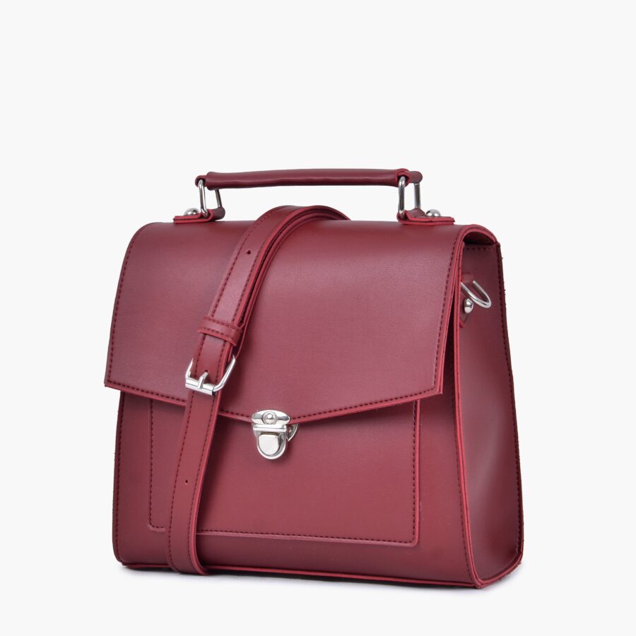 Maroon push-lock messenger bag | Studio Nafay