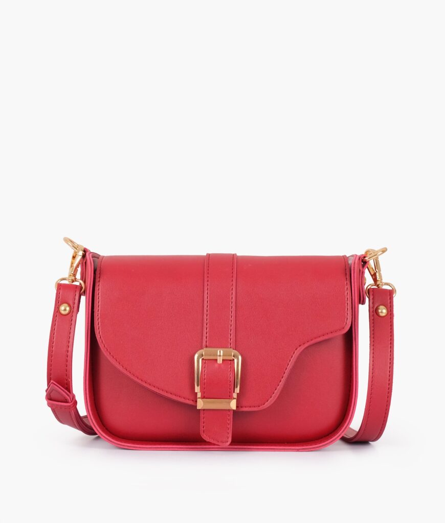 Maroon saddle buckle bag | Studio Nafay