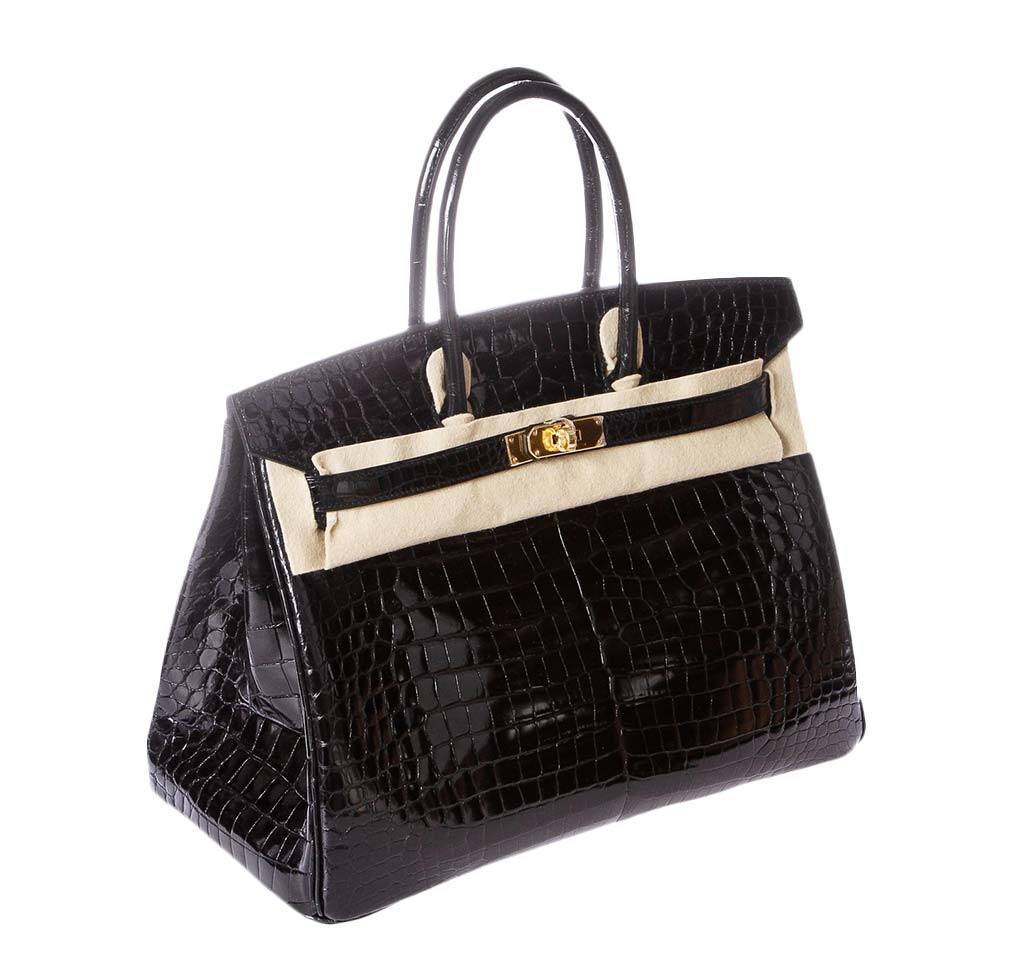 HermesPorosus Crocodile Birkin 35 Black Bag