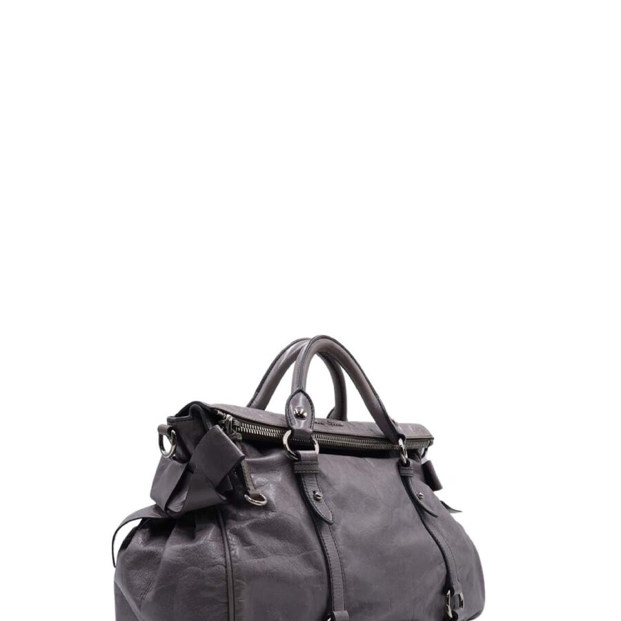 Vitello Lux Bow Satchel Grey | Studio Nafay