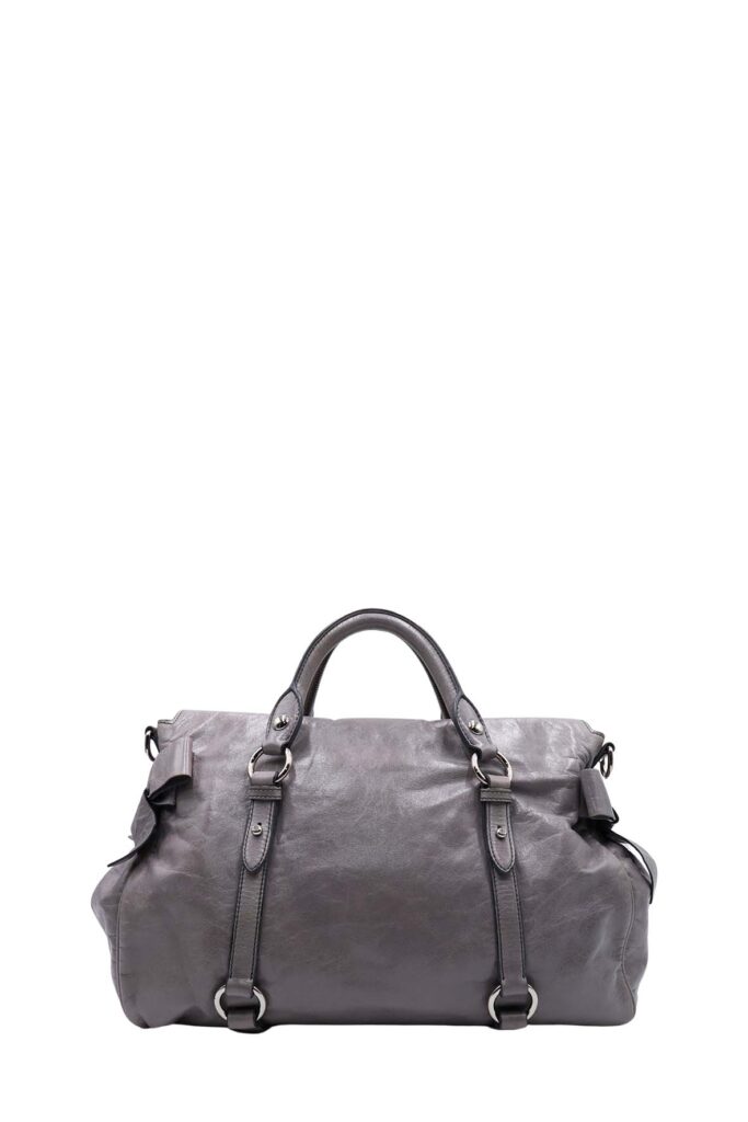 Vitello Lux Bow Satchel Grey - Product Image 2