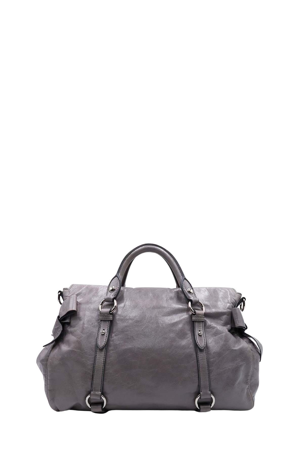Vitello Lux Bow Satchel Grey