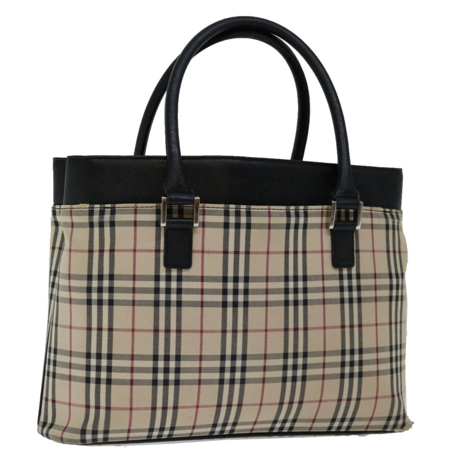 BURBERRY Nova Check Hand Bag Canvas Beige Brown Auth mr059 | Studio Nafay