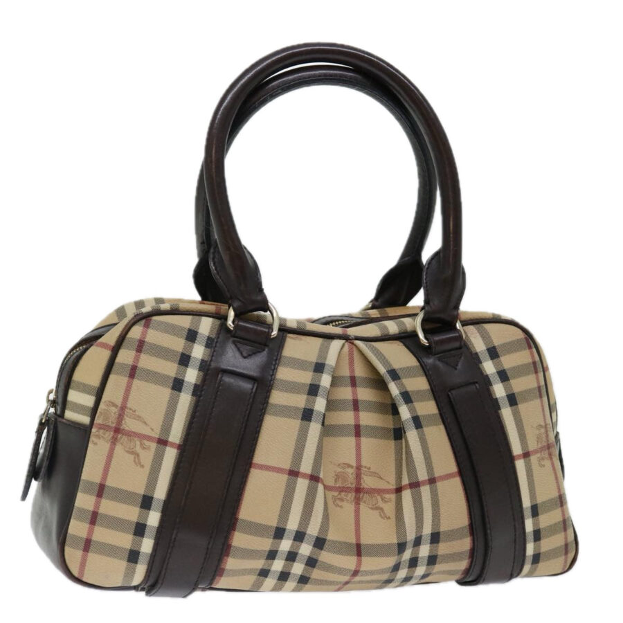 BURBERRY Nova Check Hand Bag PVC Beige Auth mr098 | Studio Nafay