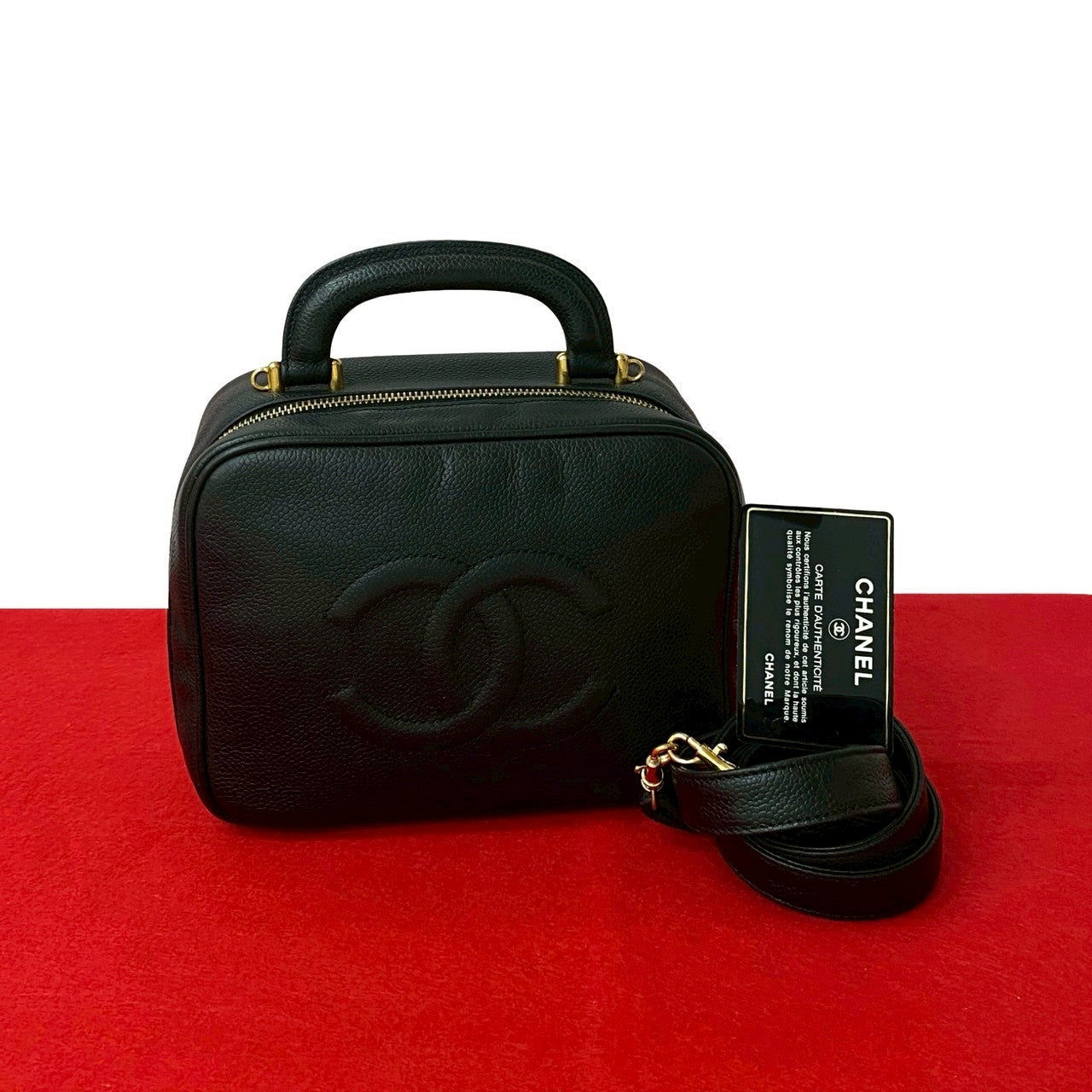 Chanel Coco Mark Mat Caviar Skin 2way Shoulder Bag Handbag