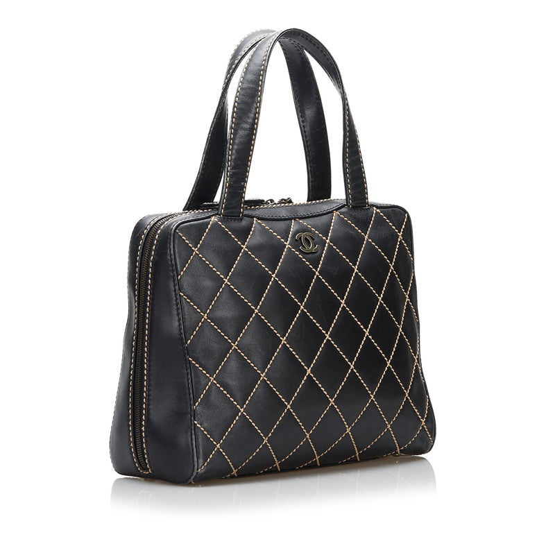 Chanel Leather Matelasse Wild Stitch Handbag Classic Flap