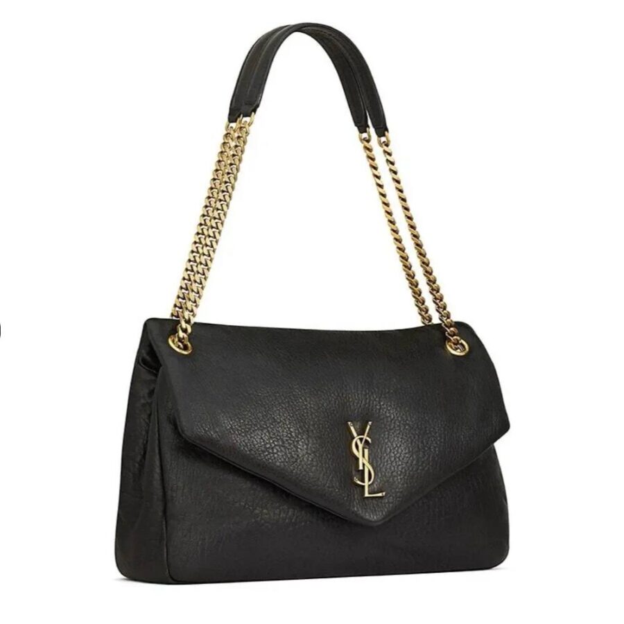 Saint Laurent Calypso Large Bag In Grained Lambskin - Black | Studio Nafay