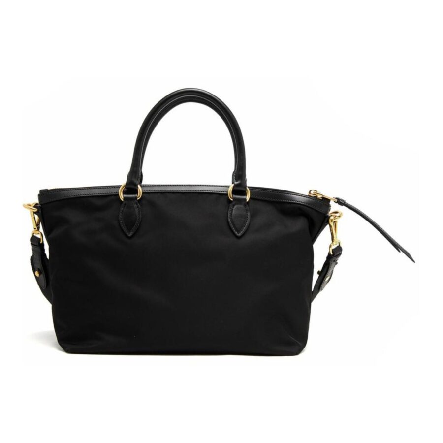 Prada Tessuto Nylon Black Leather Clochette Crossbody Tote Bag | Studio Nafay