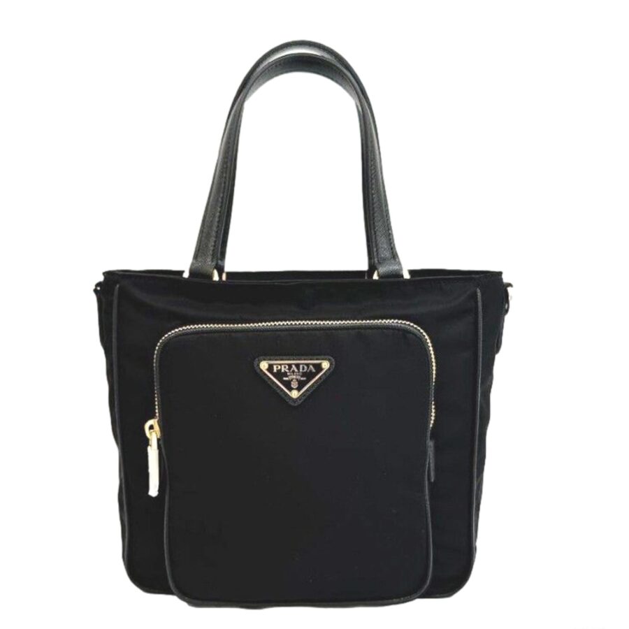 Prada Black Tessuto Nylon Saffiano Leather Crossbody Satchel Bag | Studio Nafay
