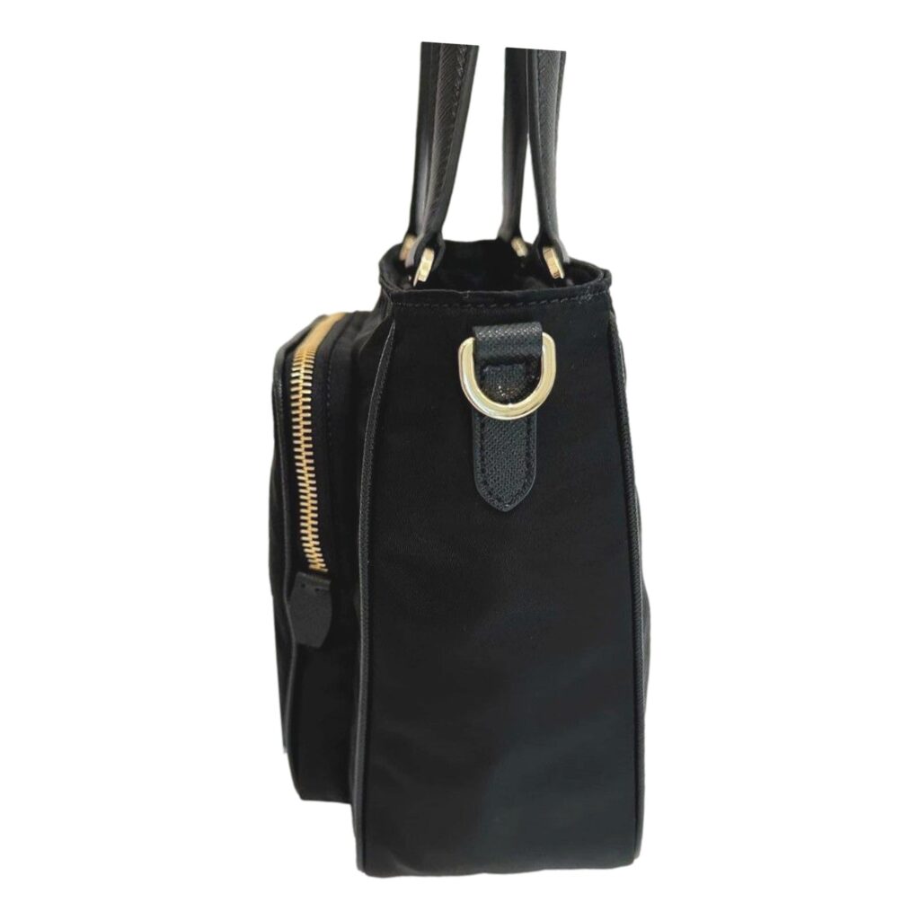 Prada Black Tessuto Nylon Saffiano Leather Crossbody Satchel Bag - Product Image 2