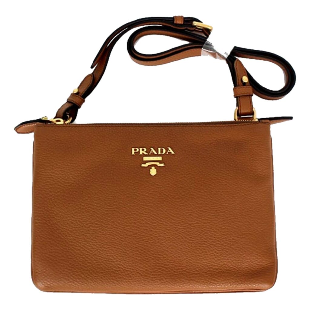 Prada Vitello Phenix Cannella Brown Leather Crossbody Bag - Product Image 2