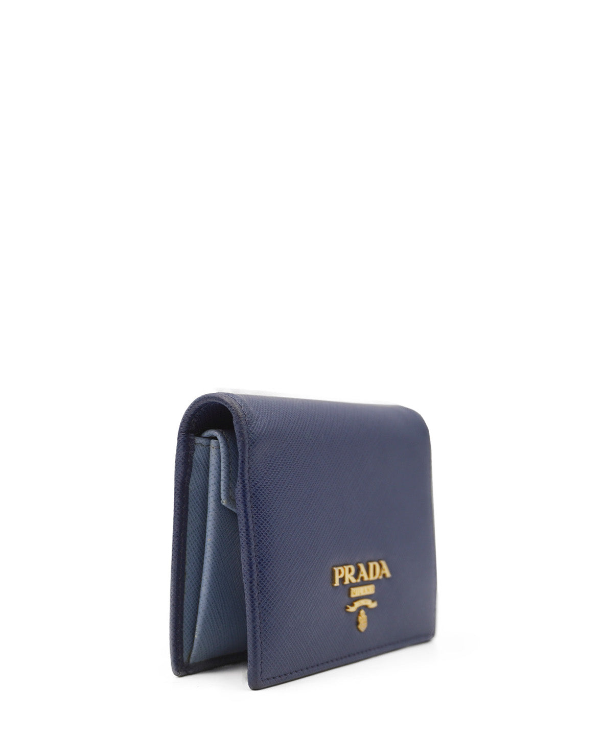 Leather Compact Wallet Blue