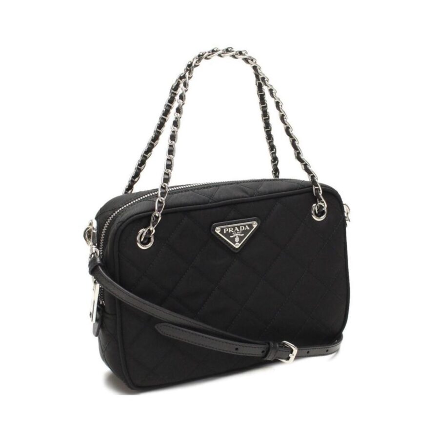 Prada Re-Edtion Nylon Quilted Black Triangle Logo Crossbody Bag | Studio Nafay