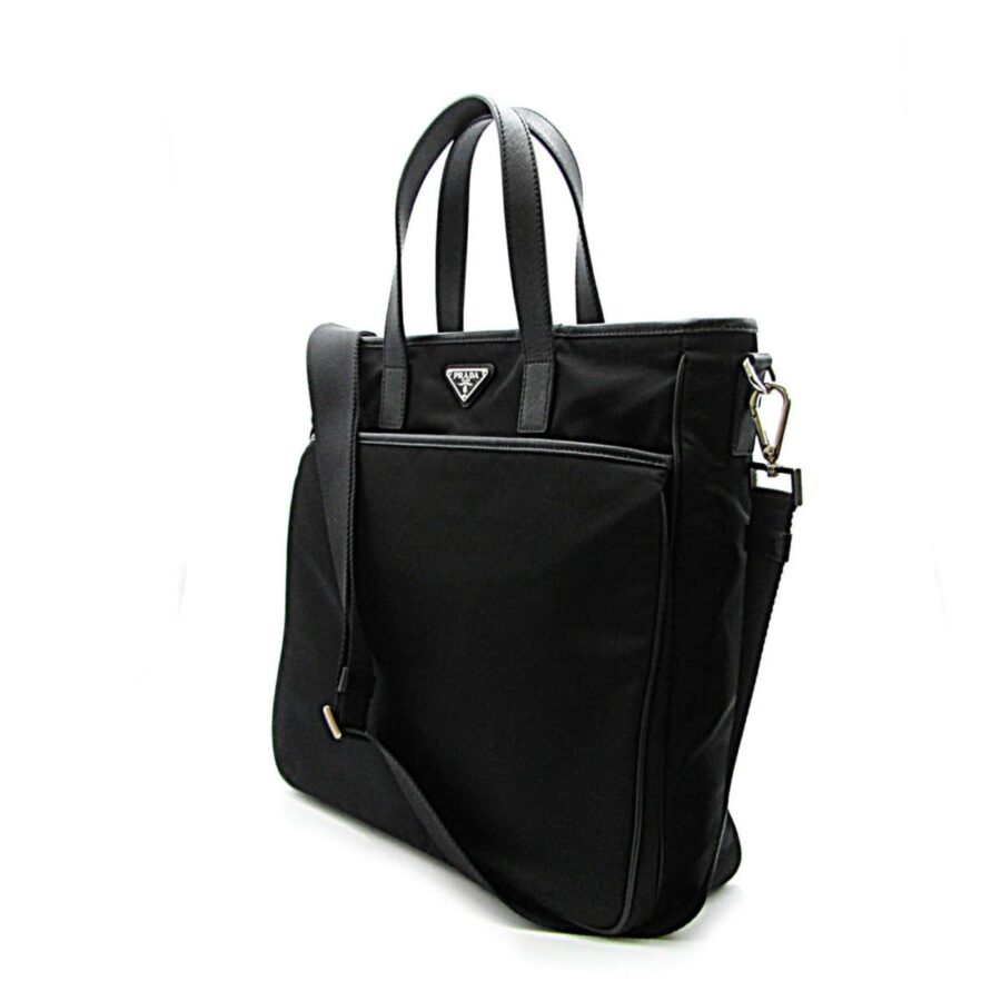 Prada Re-Nylon Black Nylon and Saffiano Large Crossbody Tote Bag | Studio Nafay