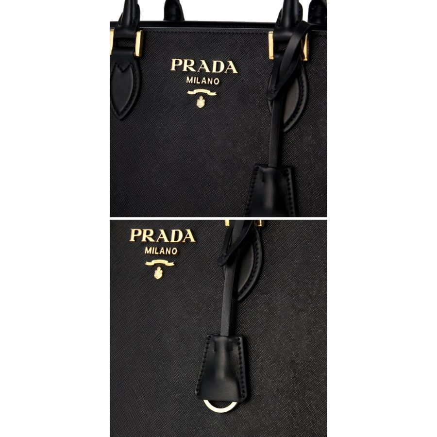 Prada Saffiano Lux Black Leather Large Crossbody Satchel Bag | Studio Nafay
