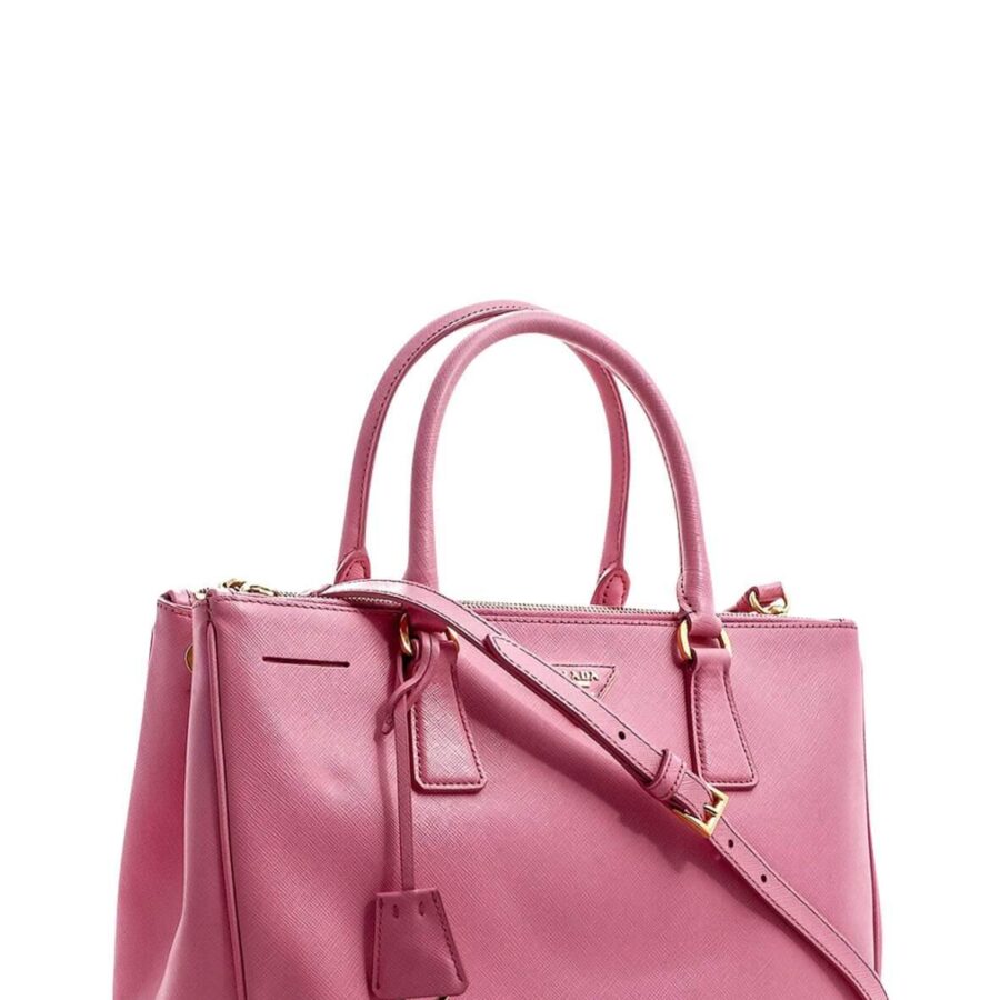 Medium Saffiano Lux Double Zip Tote Begonia | Studio Nafay