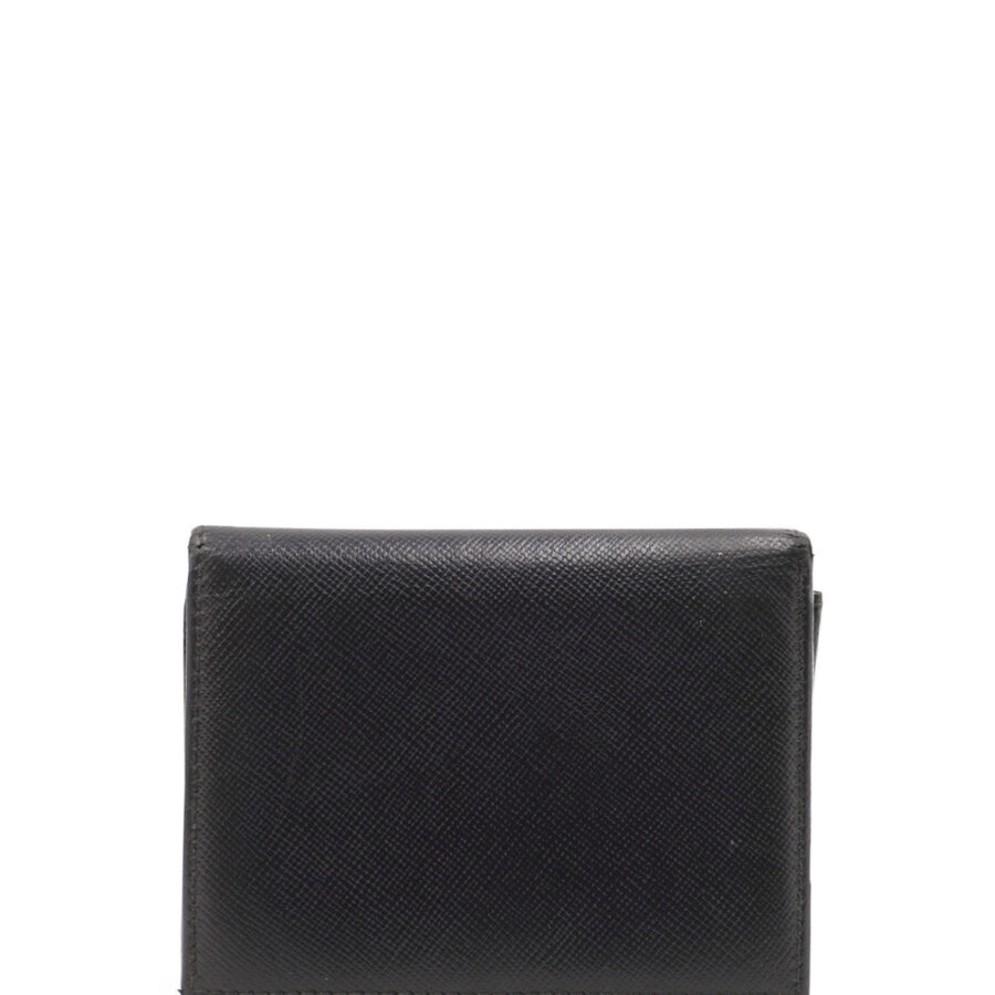 Saffiano Lux Leather Compact Wallet Black | Studio Nafay