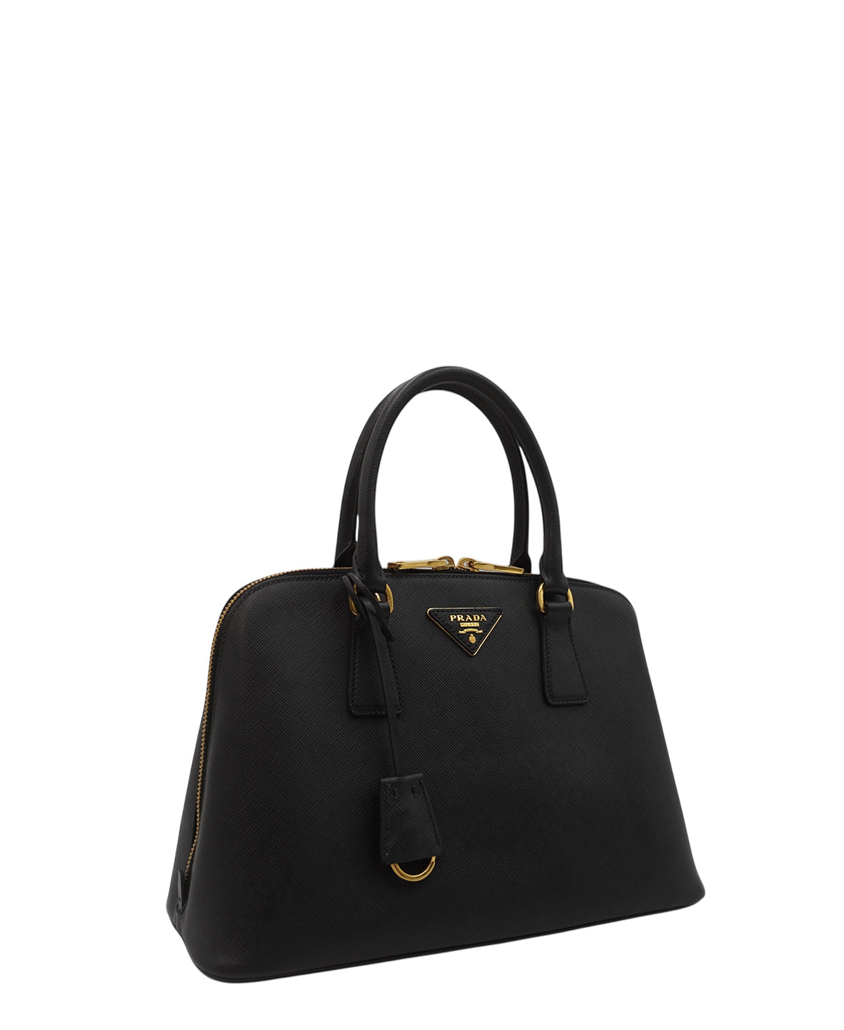 Saffiano Lux Leather Small Promenade Crossbody Bag Black