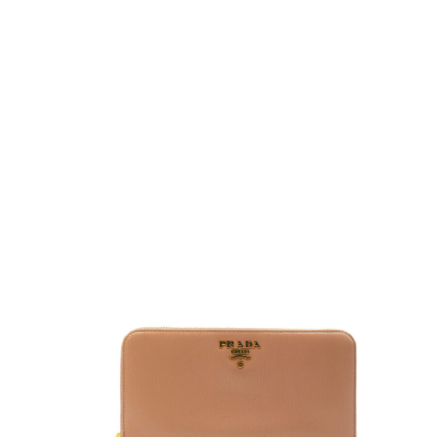 Saffiano Metal Zip Leather Continental Wallet Pink | Studio Nafay