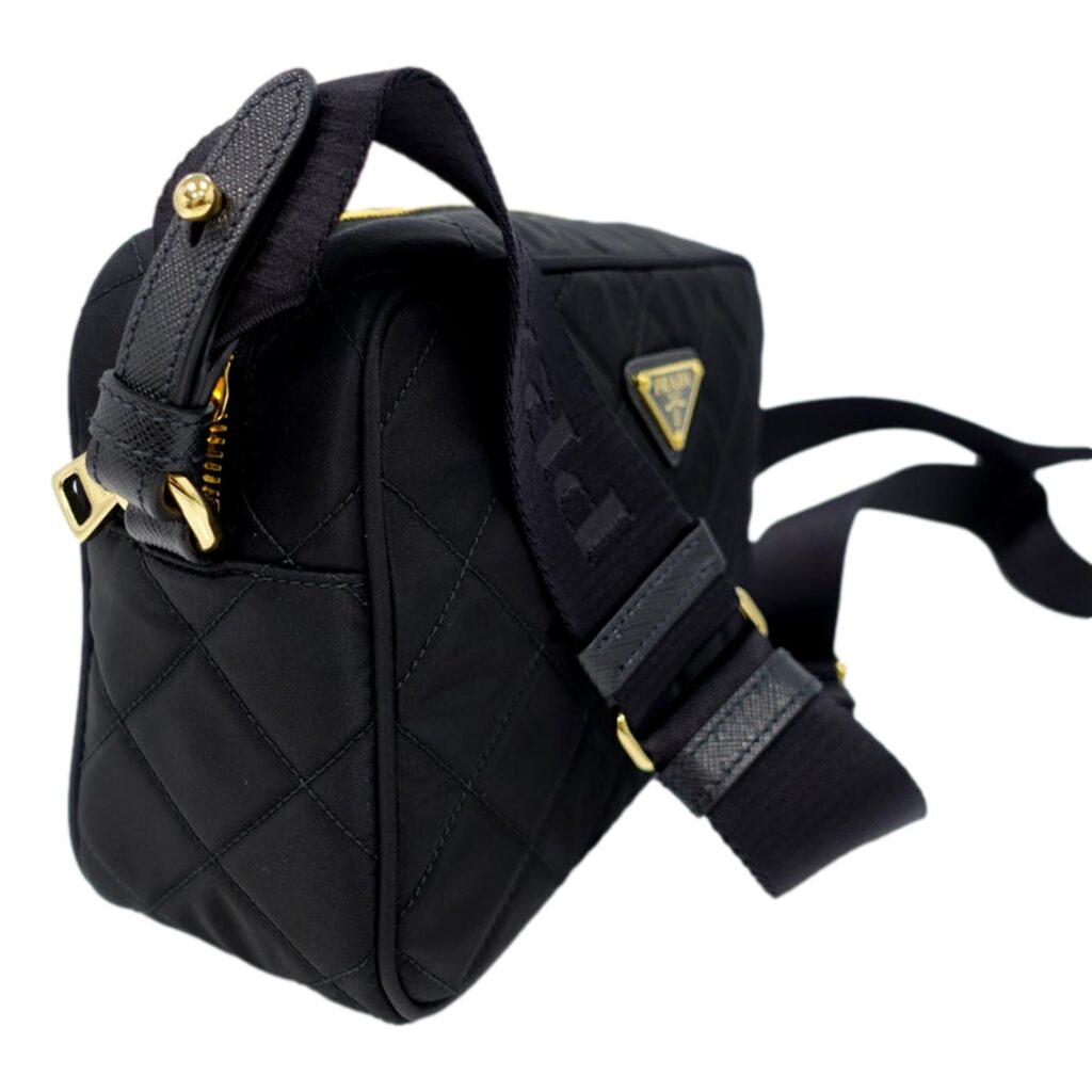 Prada Tessuto Black Quilted Nylon Triangle Logo Camera Crossbody Bag - Product Image 2