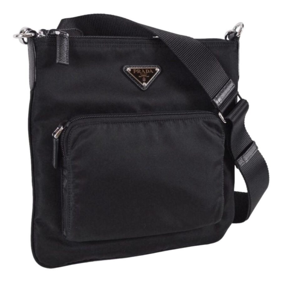 Prada Tessuto Nylon Sport Black Messenger Crossbody Bag | Studio Nafay