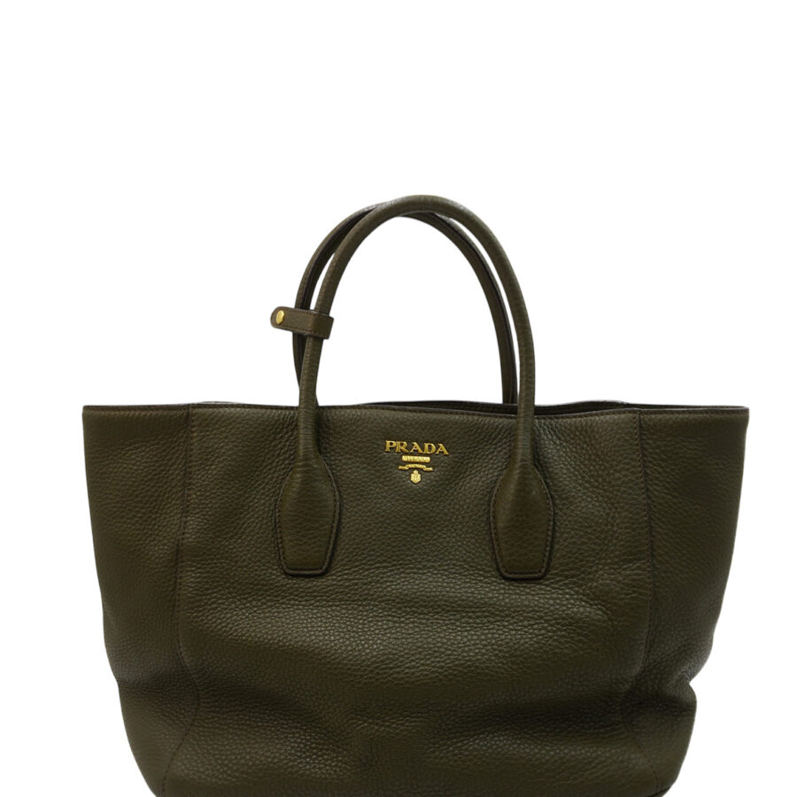 Vitello Daino Leather Tote Green | Studio Nafay