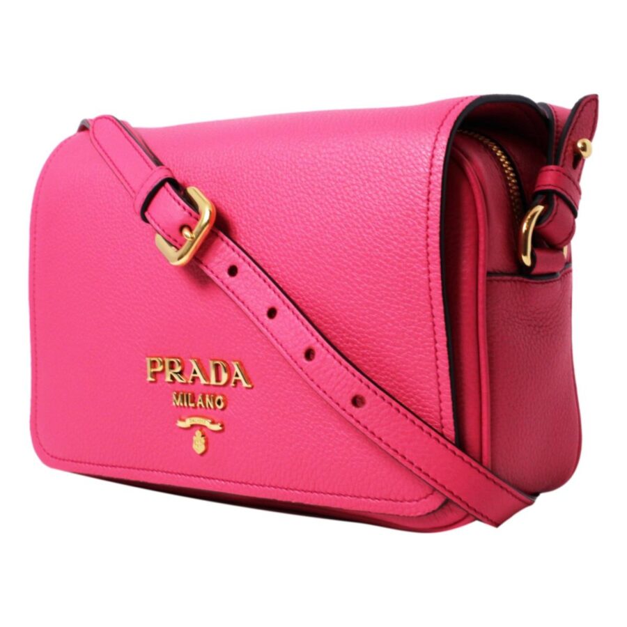 Prada Vitello Phenix Peonia Leather Flap Crossbody Bag | Studio Nafay
