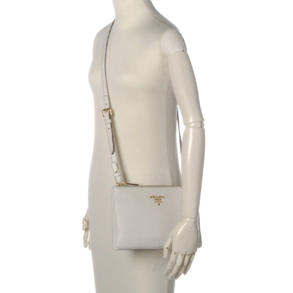 Prada White Leather Vitello Phenix Crossbody Bag - Product Image 2