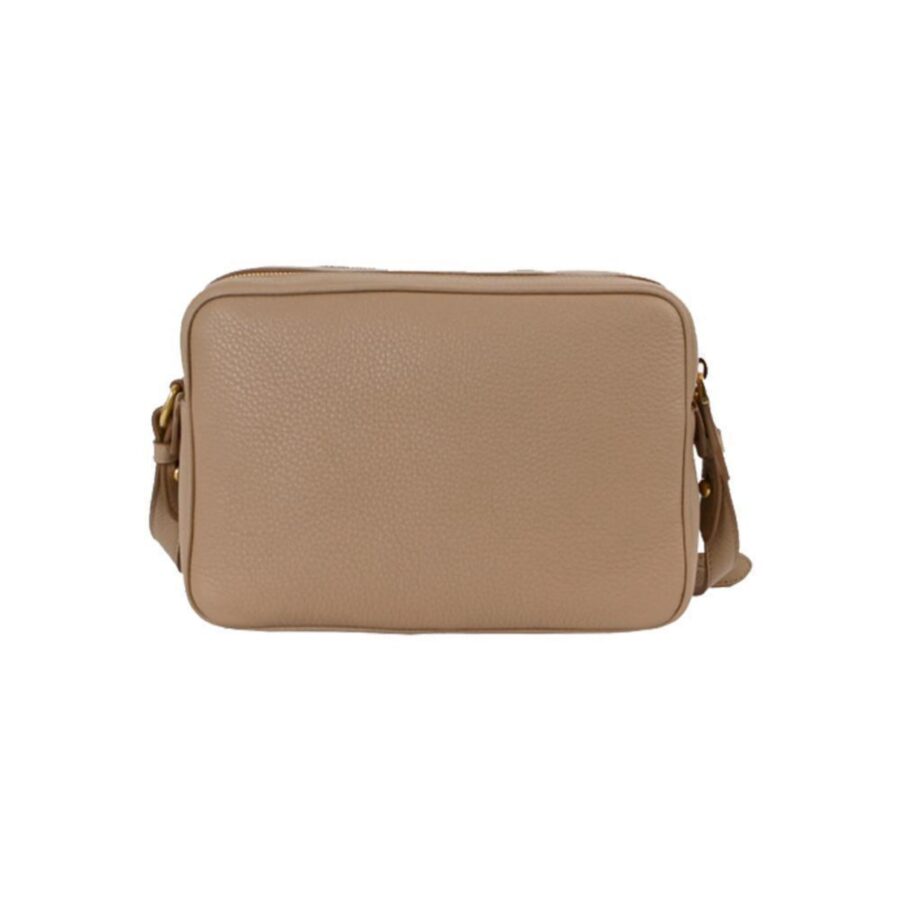Prada Beige Vitello Phenix Leather Double Zip Crossbody Bag | Studio Nafay