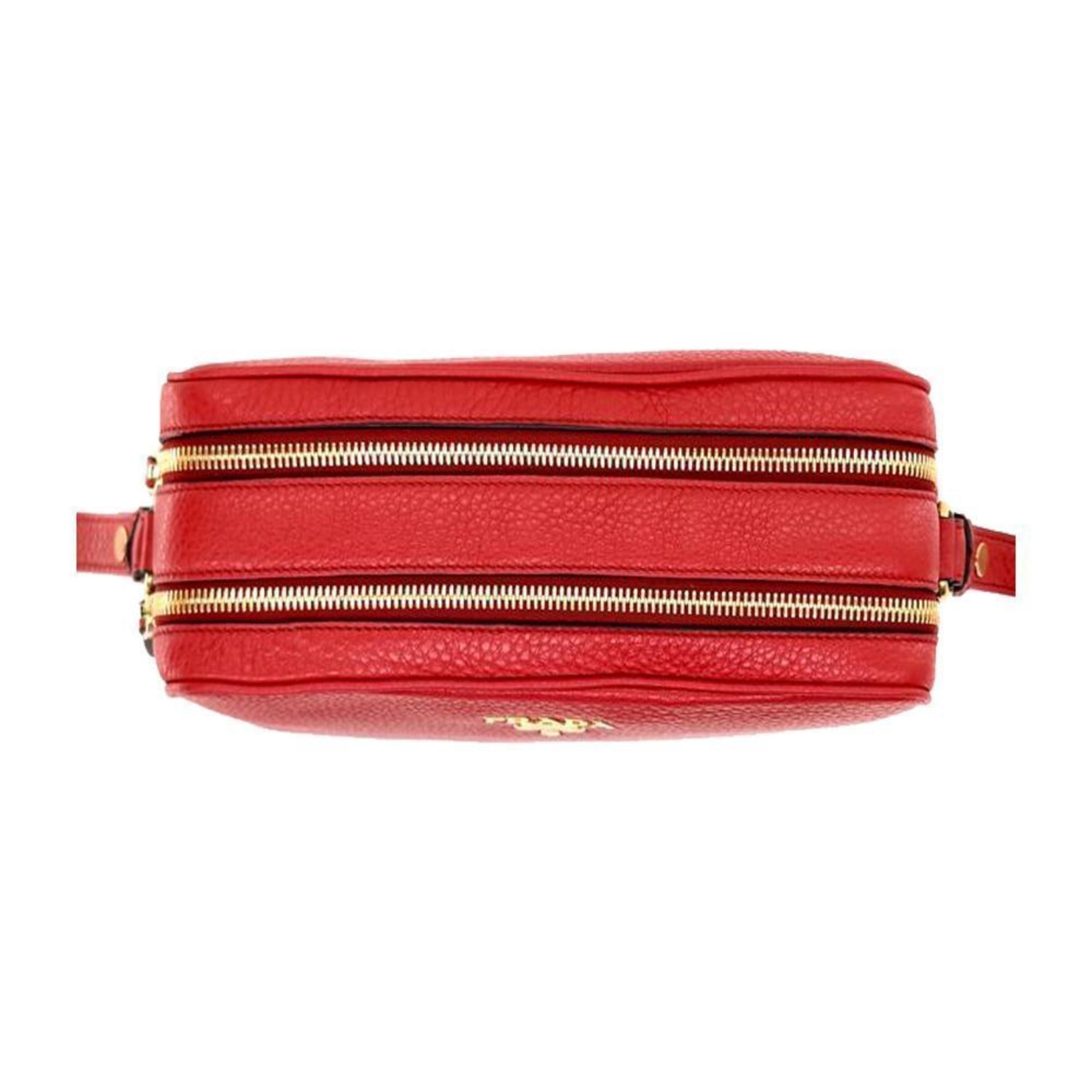 Prada Women’s Red Vitello Phenix Leather Crossbody Handbag Small
