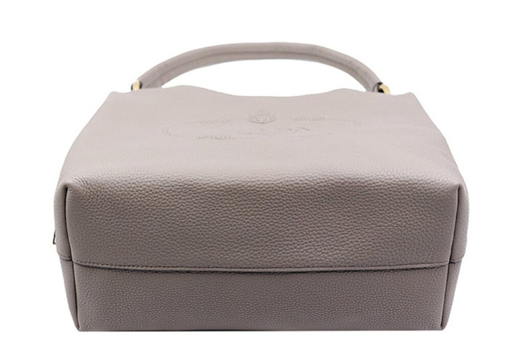 Prada Vitello Phenix Grey Leather Embossed Logo Hobo Tote Bag - Product Image 2