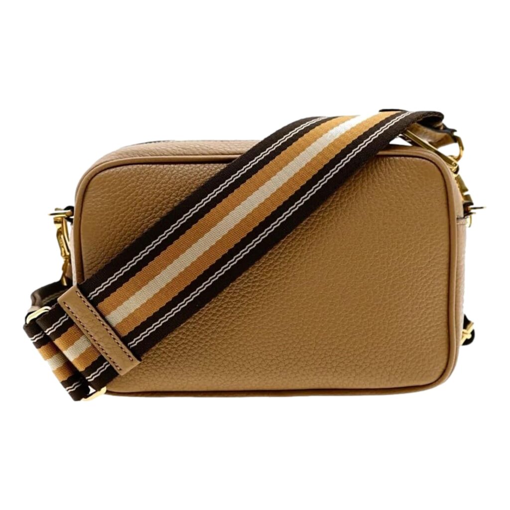 Prada Tan Caramel Leather Crossbody Bag Web Stripe Strap - Product Image 2