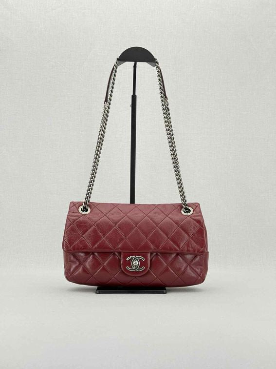 CHANEL Easy Flap Burgundy Quilted Shoulder Bag | Studio Nafay