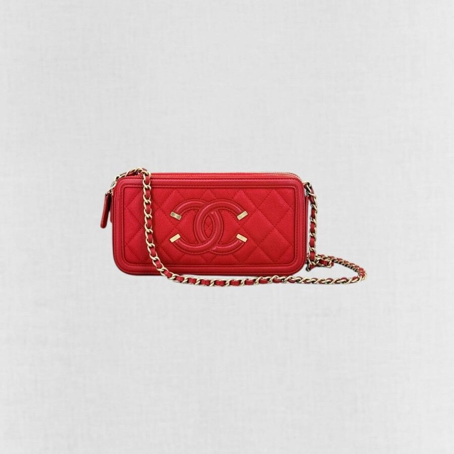 CHANEL Filigree Red Quilted Clutch | Studio Nafay