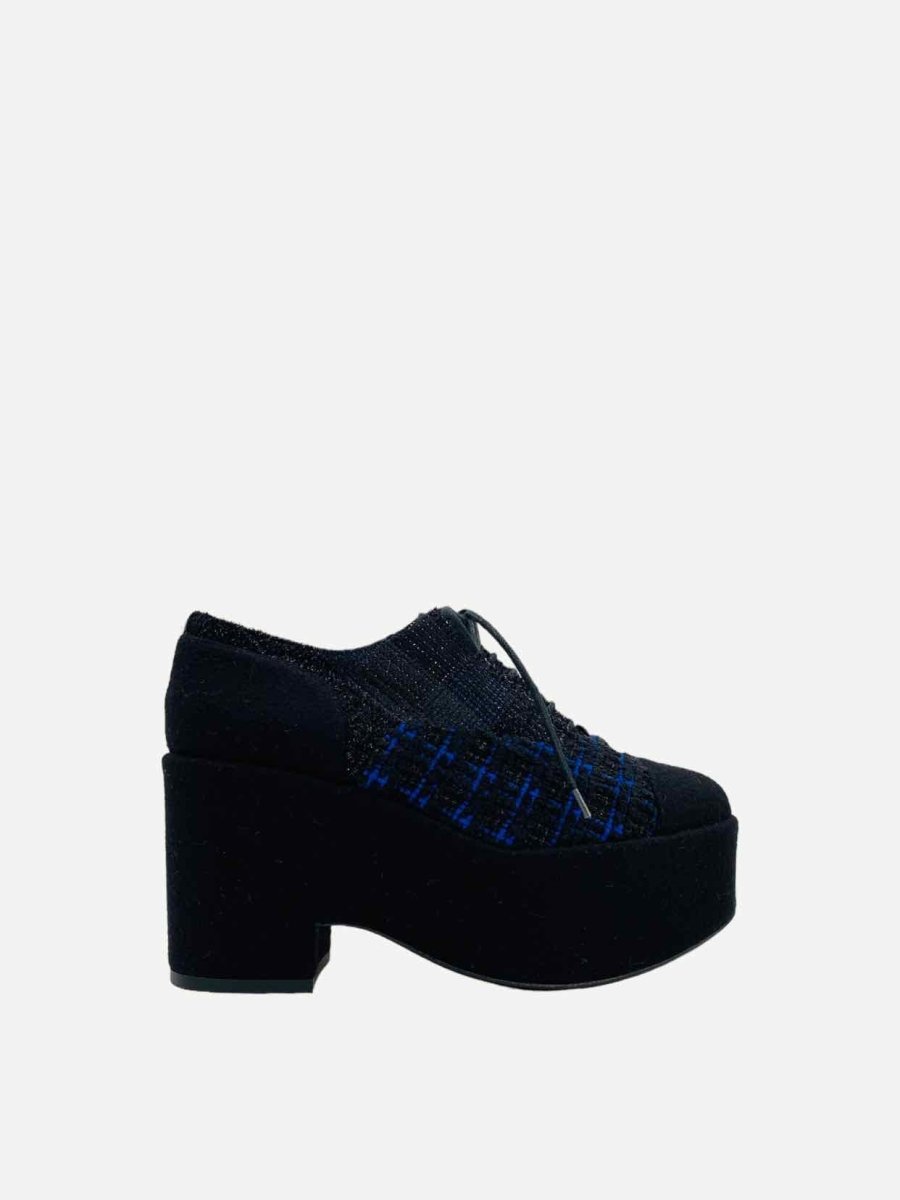 Chanel Black Platform Blue Handbag