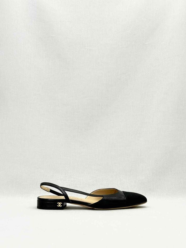 CHANEL Slingback Black Size EU 35.5 Ballet Flats