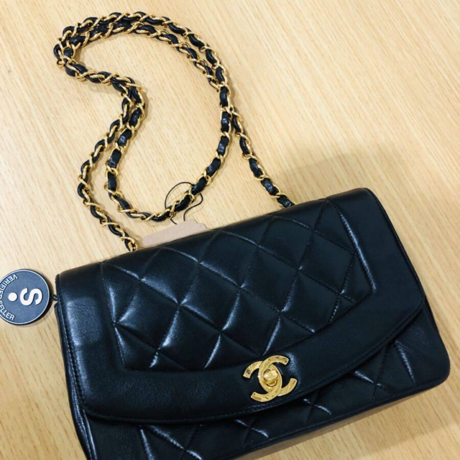 Chanel Black Lambskin Diana Flap Bag Medium Size | Studio Nafay