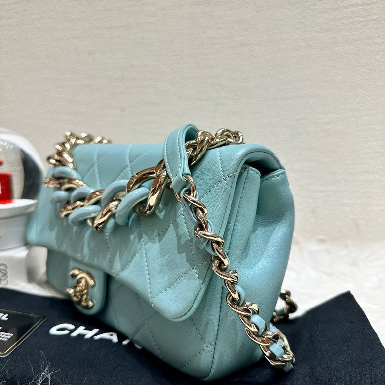 Chanel Quilted Flap Bag Tiffany Blue Medium