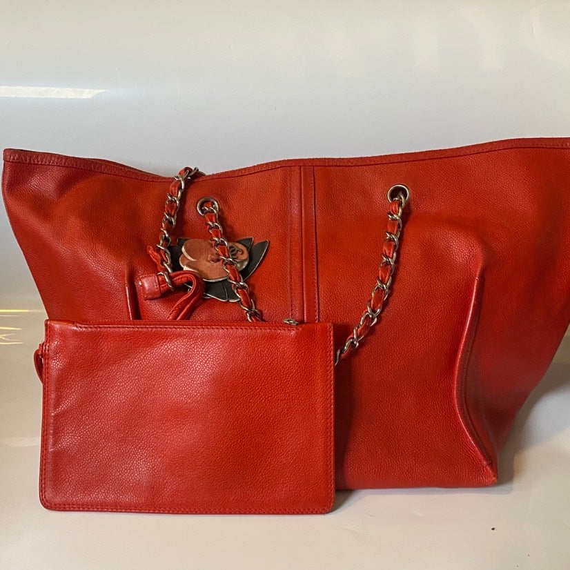 Chanel Leather Red Shopping Tote | Studio Nafay