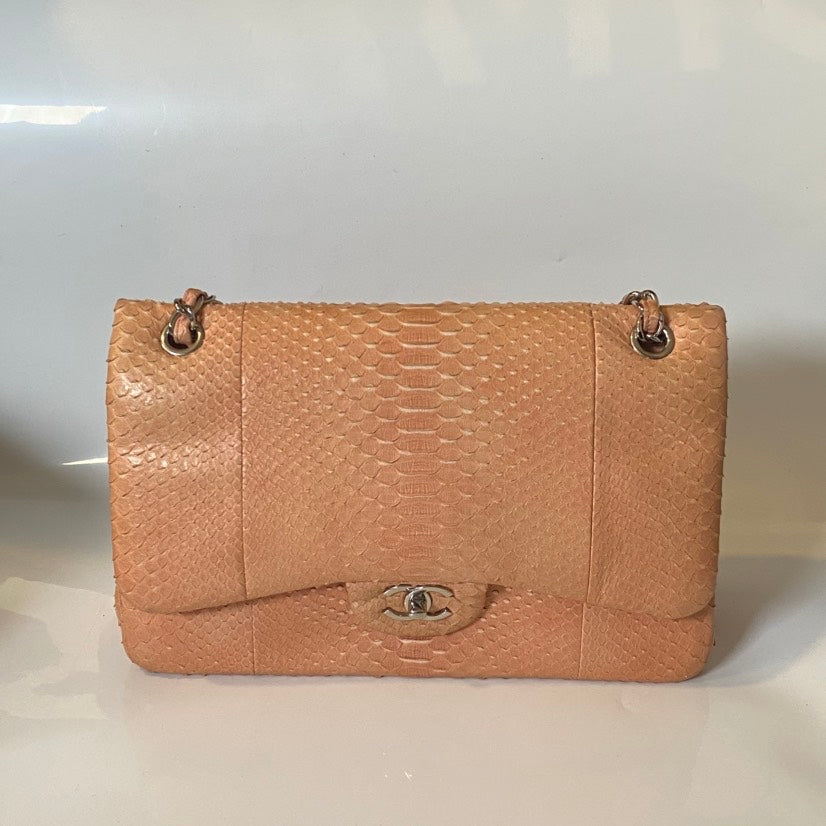 Chanel Python Shoulder Bag in Nude Leather | Studio Nafay