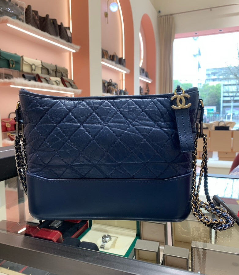 Chanel Gabrielle L Quilted Navy Crossbody Bag | Studio Nafay