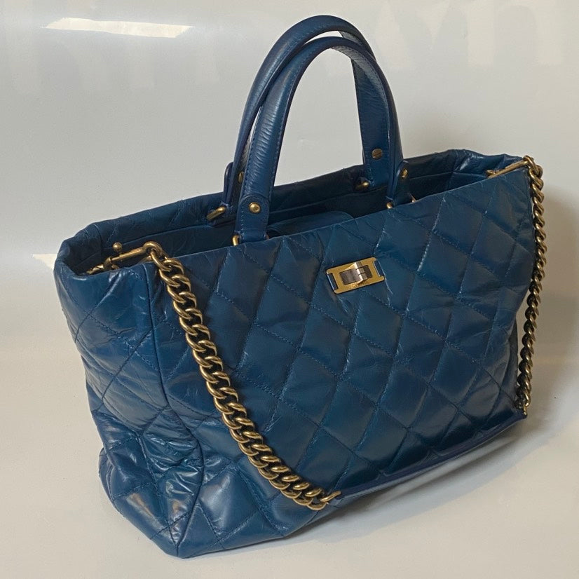 Chanel Blue Quilted Leather Tote Bag | Studio Nafay