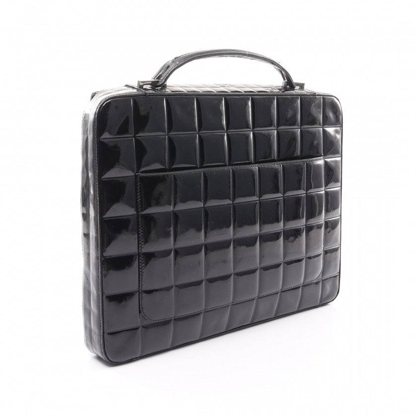 Chanel Patent Leather Chocolate Bar Briefcase Black